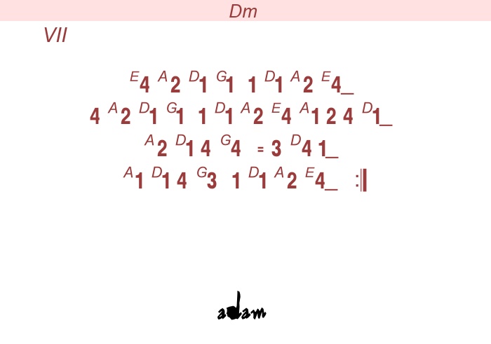 riff Gimme gimme - ABBA for guitar (VII position)  
